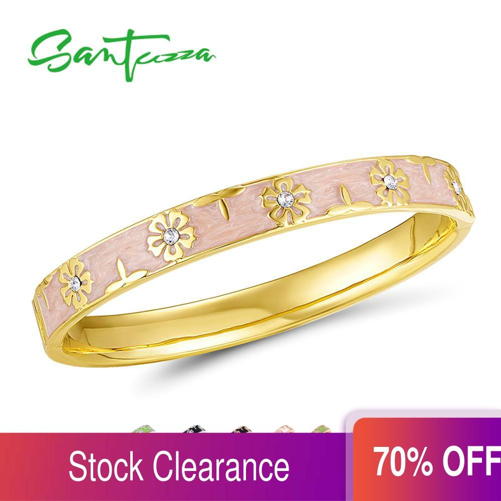 SANTUZZA Trendy Bangle For Woman Fancy Multi-Color Flower Bracelet Bangles Sparkling Crystals Fashion Jewelry HANDMADE Enamel ► Photo 1/6