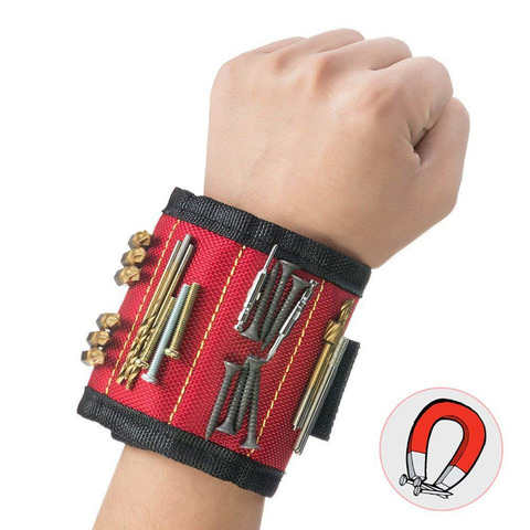 3 Rows Polyester Magnetic Wristband Portable Tool Bag Electrician Wrist Tool Belt Screws Nails Drill Bits Holder Repair Tools ► Photo 1/6