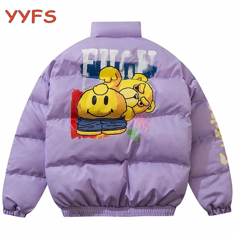 Winter Down Padded Jacket Women/men Cartoon Bear Print Oversized Streetwear Parka Couple Harajuku Thick Warm Bubble Coat ► Photo 1/1