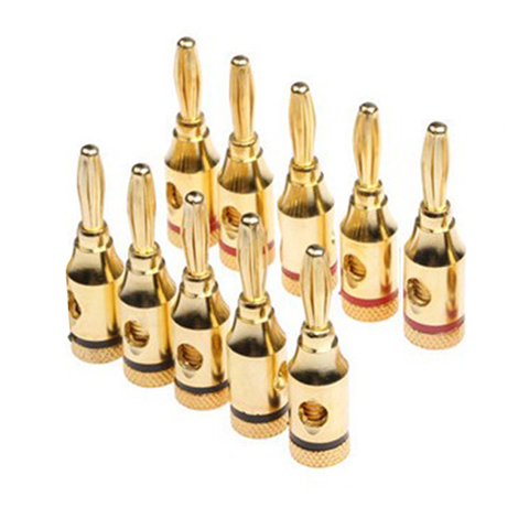 10Pcs 4mm 24k Gold-Plated Musical Cable Wire Banana Plug Audio Speaker Connector Plated Musical Speaker Cable Wire Pin Connector ► Photo 1/5