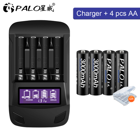 PALO 1.2V aa 2a AA battery 3000 mAh  Ni-MH AA rechargeable battery For camera toy car batteries and 1.2V AA AAA battery charger ► Photo 1/6