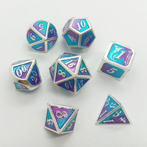 Polyhedral Metal Dices Set Zinc Alloy with Enamel Solid Metal for DND Game, Tabletop RPG, Dungeons and Dragons, Math Teaching, 7 ► Photo 1/4