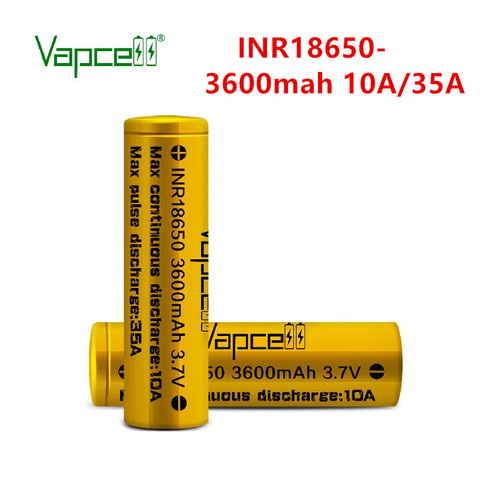 Free shipping Vapcell original INR 18650 3600mAh 10A/35A anti-interference rechargeable 3.7V 18650 Li-ion flashlight batteries ► Photo 1/6