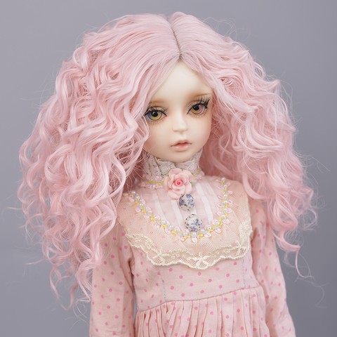 Muziwig  Silver gray Bob long Straight and curly pink Bangs 1/3 1/4 BJD Wigs High Temperature Fiber for Dolls hair free shipping ► Photo 1/6