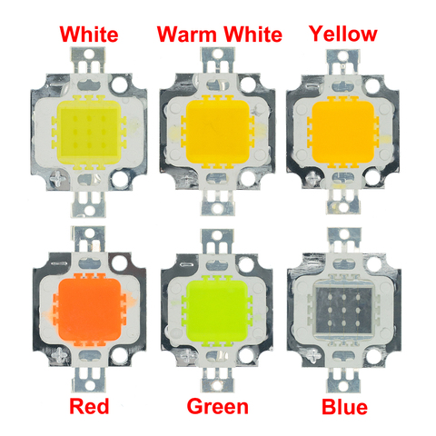 1pcs 10W LED Integrated High power LED Beads 10W White/Blue/Red/Green/Yellow/Warm white/ 600mA 12.0V 800-1000LM 24*40mil ► Photo 1/6