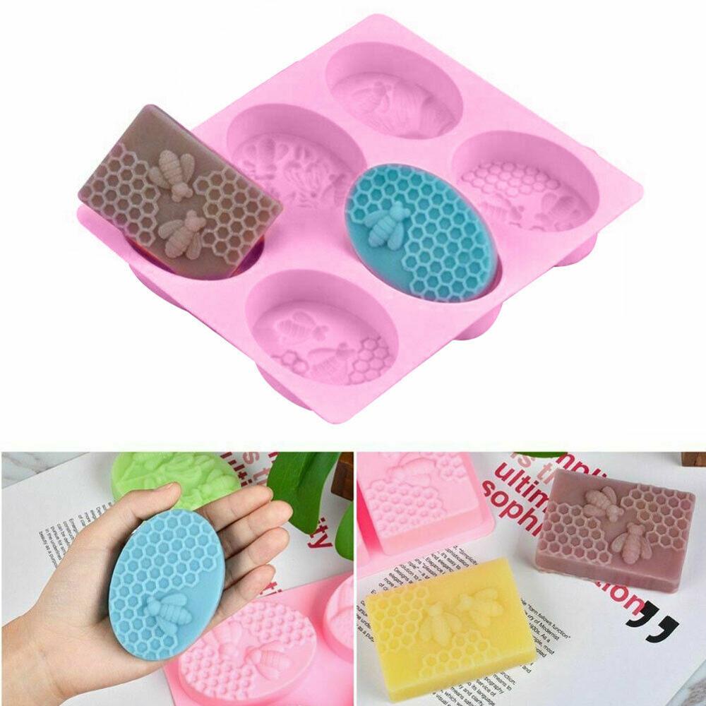 1 Hole 3D Silicone Soap Mold Oval Shapes Massage Therapy Bar Soap