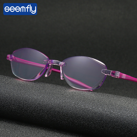 seemfly Small Frameless Frame Anti-blue Light Reading Glasses Women Presbyopia Eyeglasses Diopter +1.0 +1.5 +2.0 +2.5 +3.5 +4.0 ► Photo 1/6