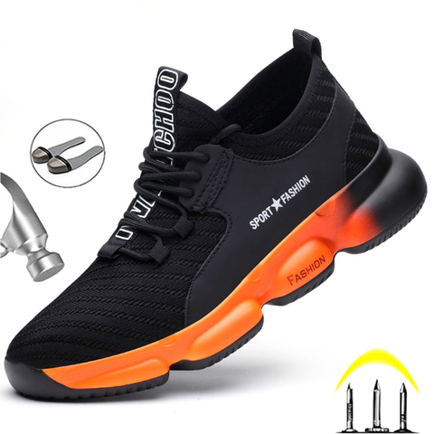 Work Sneakers Lightweight Men Work Shoes Safety Boots Anti-puncture Work Boots Men Anti-smash Industrial Shoes Plus Size 45 46 ► Photo 1/6