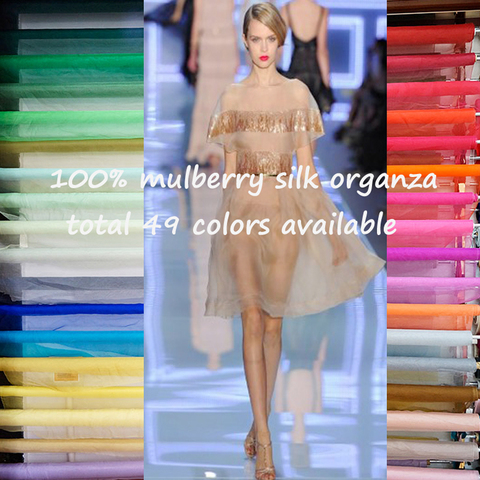 100cm*114cm Plain Pure Silk Organza Fabric Gauze Tecido For Wedding ► Photo 1/6