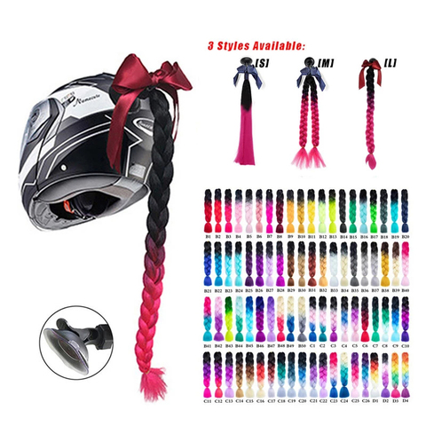 2022 New Motorcycle Helmet Braids Woman Braids Wig For Motorbike Helmets 17 Colors Twist Dual Pigtail Ponytail With Sucker Bow ► Photo 1/6