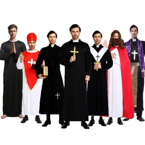 Umorden Easter Purim Halloween Costume for Men Father Priest Bishop Costumes Christian Pastor Clergyman Cosplay ► Photo 1/6