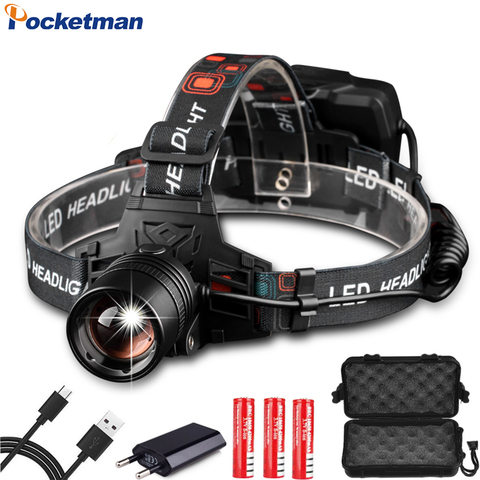 Super Powerful Headlamp USB Rechargeable Headlight XHP70 XHP50 LED Head Light Zoomable Head Lamp Waterproof Head Front Light ► Photo 1/6