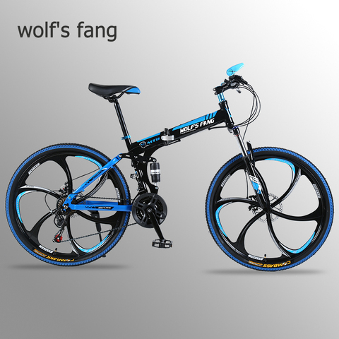 Wolf's fang Bicycle Folding Mountain bike 26 inch New 21 speed Road bikes Fat Snow Bike Alloy wheels bicycles Mechanical dua dis ► Photo 1/6