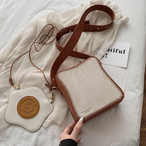 Toast Bread + Fried Egg Small Bag  2022 New Fashion Women Wild Unique Niche Shoulder Messenger Crossbody Bag ► Photo 1/6