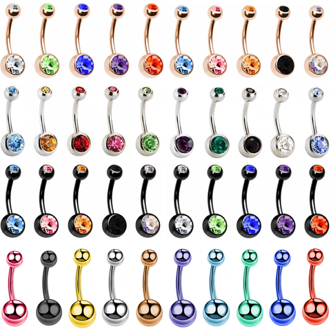 5/10/20Piece Zircon 14G Belly Piercing Lot Surgical Steel Crystal Belly Button Ring Bar Navel Piercing Set Mix Piercings Ombligo ► Photo 1/6