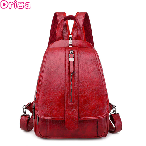 Driga Fashion Large Capacity Women Backpack Soft Leather Student School Bag Double Zipper Korean Shoulder Bag ladies Travel Bag ► Photo 1/6