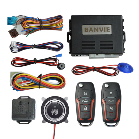 BANVIE Car Alarm System with Remote Engine Start and Push Start Stop Button Keyless Entry ► Photo 1/1