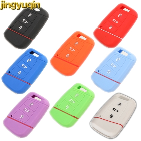 Jingyuqin 3 Buttons Silicone Remote Rubber Car Key Case For VW Volkswagen Magotan Passat B8 Skoda A7 Fob Skin Cover Shell Holder ► Photo 1/6