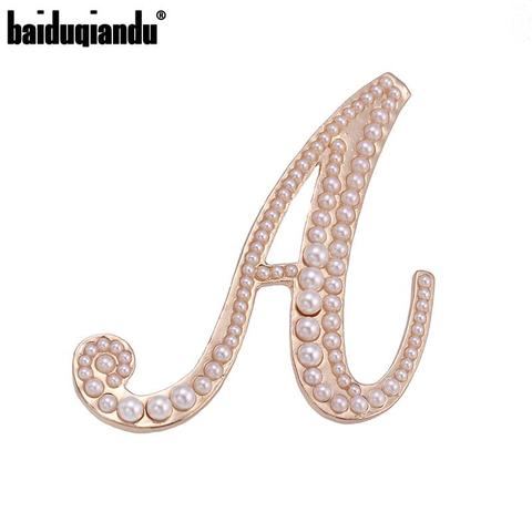 Baiduqiandu Brand High Quality English Initial Letters Simulated Pearls Brooch Pins Fashion Jewelry Accessories ► Photo 1/6