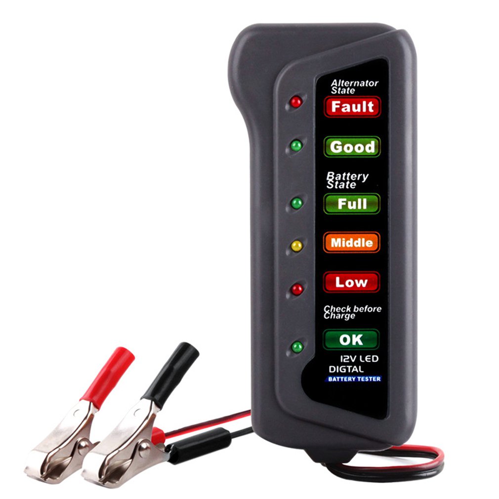 12V Car Digital Battery Load Tester 6 LEDs Alternator Vehicle Battery Analyzer