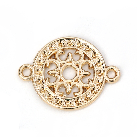 20 PCs Zinc Based Alloy Connectors Round For Earrings Necklace Making Gold Plated Flower 19mm x 14mm ► Photo 1/3
