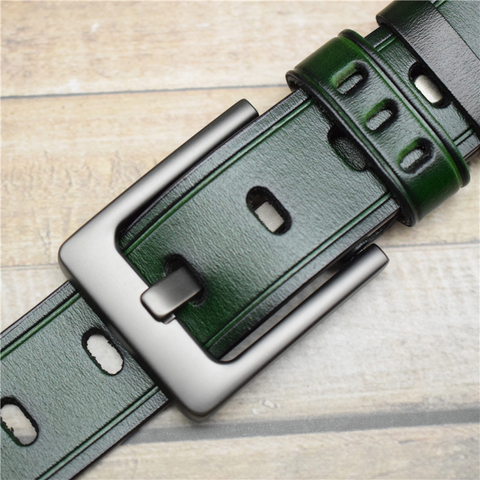 Belt Male Cow Leather Belts Cummerbunds Black/blue/green/coffee Designer Belt With Alloy Buckle Men Belt 100-130CM By Factory ► Photo 1/6