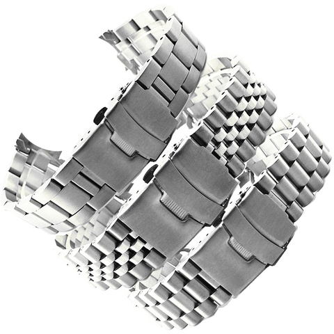 20mm 22mm 24mm Stainless Steel Watch Band Strap Silver Polished Mens Luxury Replacement Metal Watchband Bracelet for seiko ► Photo 1/6