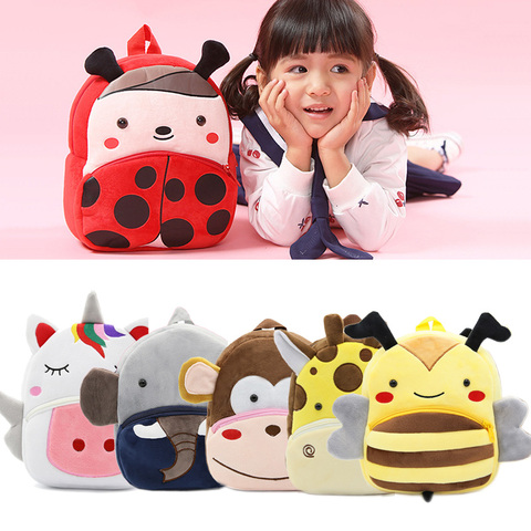 Kids Cute Animal Series Plush Backpack Kindergarten Boy Girl Cartoon Soft Kawaii School Bag For Baby Gift 2-4 Years ► Photo 1/6