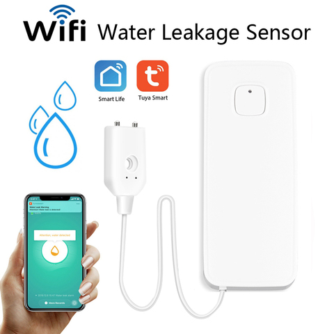 Tuya Smart Home WIFI Water Leakage Sensor Alarm Detector Flood Alert Overflow Security System ► Photo 1/6