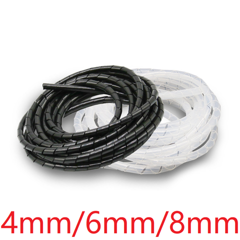 Dia 4mm 6mm 8mm Spiral Wire Wrap Organzier Cable Sleeve Winding Pipe Line Bundle Mangement Hose Tube Protection Cord Band Sheath ► Photo 1/6