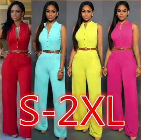 S-2XL PlusSolid Casual Sexy Sleeveness Jumpsuits 2022 New Arrival Women Summer Fashion Slim Elegant Long Rompers Female XXL ► Photo 1/5