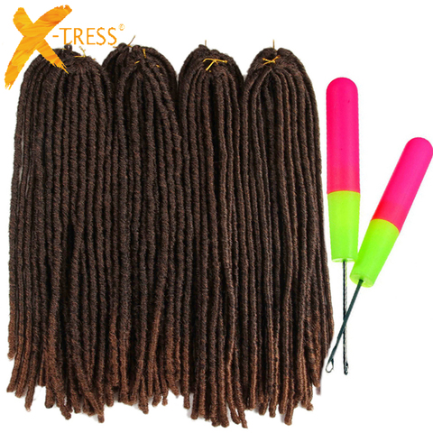 X-TRESS Soft Dreadlocks Crochet Braids Knotless Jumbo Dreads Ombre Color Synthetic Faux Locs Braiding Hair Extensions For Women ► Photo 1/6
