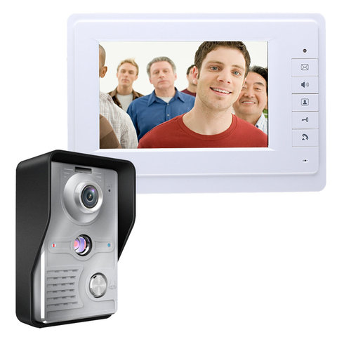 Visual Intercom Doorbell 7'' TFT Color LCD Wired Video Door Phone System Indoor Monitor 700TVL Outdoor IR Camera Support Unlock ► Photo 1/6