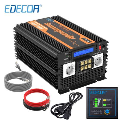 EDECOA UPS charger power inverter 3500W 7000W DC 12V AC 220V 230V 240V pure sine wave with remote controller and LCD display ► Photo 1/6