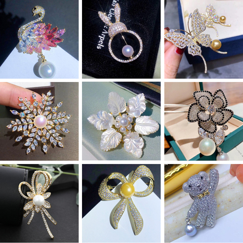 Luxury AAA Zircon Brooches for Women Rhinestone Swan Rabbit Flower Brooch Pin Vintage Crystal Pins Animal Accessories Jewelry ► Photo 1/6