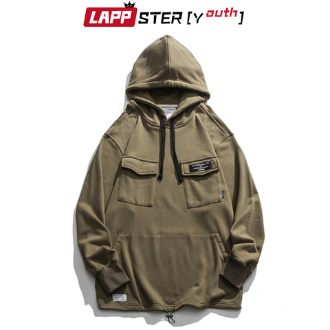 LAPPSTER-Youth Men Harajuku Cargo Hoodies 2022 Autumn Japanese Streetwear Pockets Sweatshirts Man Vintage Korean Fashions Hoodie ► Photo 1/6