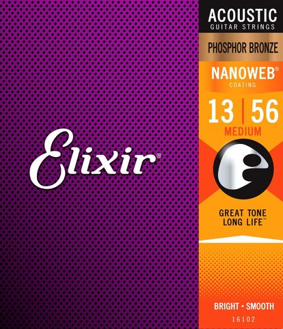 Elixir Original 16102 Acoustic Phosphor Bronze with NANOWEB Coating Medium 13-56 ► Photo 1/2