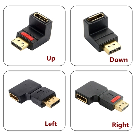 Up Down Left Right Angled 90 Degree DP 1.2V 4K 60Hz extend DisplayPort Male to Female Extension Adapter Cable ► Photo 1/5