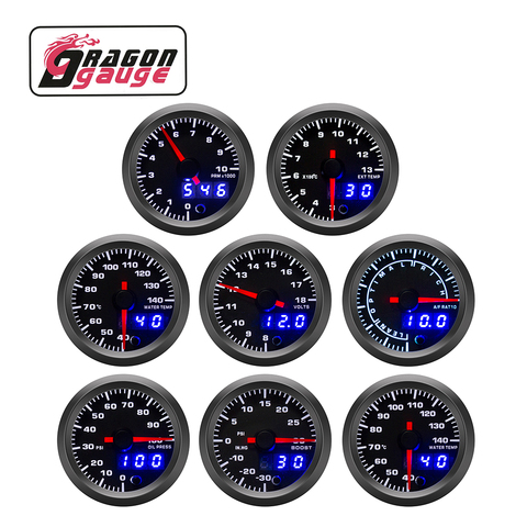 DRAGON GAUGE 52mm Car Tachometer PRM Boost Gauge Voltage EGT Gauge Water Temp Oil Temp Oil Pressure Car Gauge Fit for 12V Car ► Photo 1/1