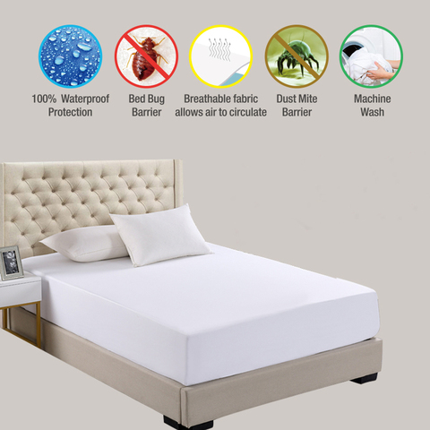 Smooth Waterproof Mattress Protector Cover for Bed Solid White Wetting Breathable Hypoallergenic Protection Pad Cover Customized ► Photo 1/6