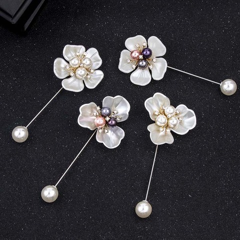 2022 Fashion New Sweater Brooch Rose Flower Corsage Camellia Long Needle Pin For Women Shawl Shirt Collar Accessories ► Photo 1/6