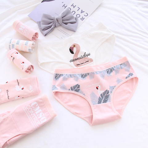 2022 Cotton Panties Flamingo Pattern Print Cute Underwear Girl Cartoon Lingerie Breathable Seamless High Waist Briefs Girl ► Photo 1/6