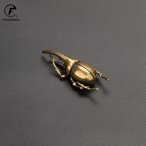 Solid Brass Simulation Insects Figurines Miniatures Bugs Tea Pet Ornaments Flowerpot Decorations Accesories Copper Beetle Statue ► Photo 1/6