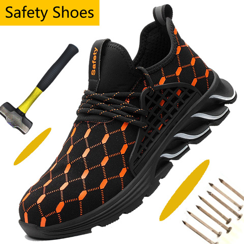 Lightweight Steel Toe Work Shoes Men Industrial Anti-stab Men Safety Shoes Mesh Breathable Hiking Shoes Athletic Work Sneaker ► Photo 1/6