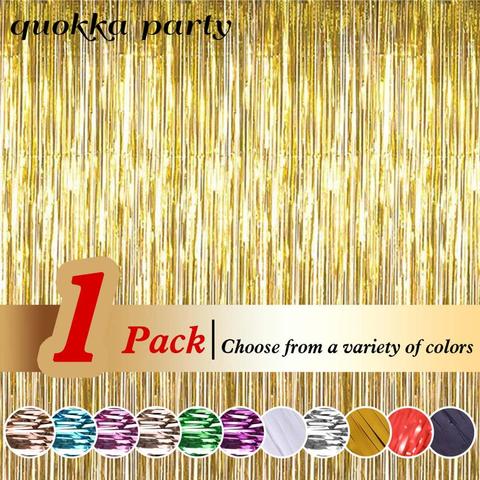 1/2/3M Rose Gold Photo Booth Backdrop Curtain Metallic Foil Tinsel Fringe Curtains Birthday Party Wedding Decoration Photo Props ► Photo 1/6
