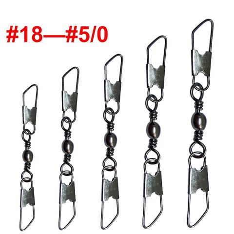 100pcs/lot Barrel Swivels Fishing with Double Safety Snaps #18-#5/0 Stainless Steel Fishing Connector Swivel Hook Carp Tackle ► Photo 1/5