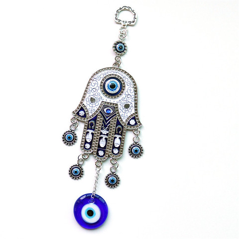 1PC Turkish Blue Eyes Jewelry Hand of Fatima Alloy Pendant Demon Eye Wall Hanging Home Decorations ► Photo 1/1