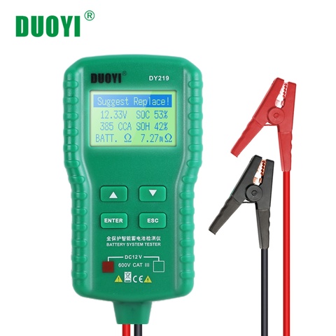 DUOYI DY219 12V Car Battery Tester Digital Automotive AH CCA Voltage Battery Load Analyzer Multifunction Diagnostic Tool Mini ► Photo 1/6