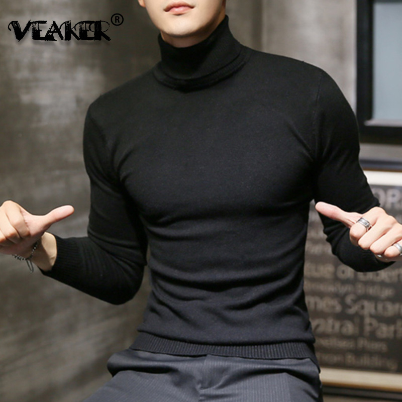 2022 Winter New Men's Turtleneck Sweaters Black Sexy Brand Knitted
