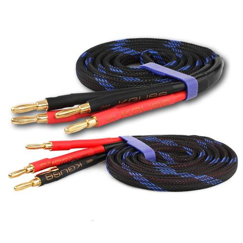 Pair Banana Plug Speaker Cable 600 Core 4N OFC Pure Copper HiFi Gold Plated Connector Audio Cable for Amp w/ Braided Sleeve ► Photo 1/5